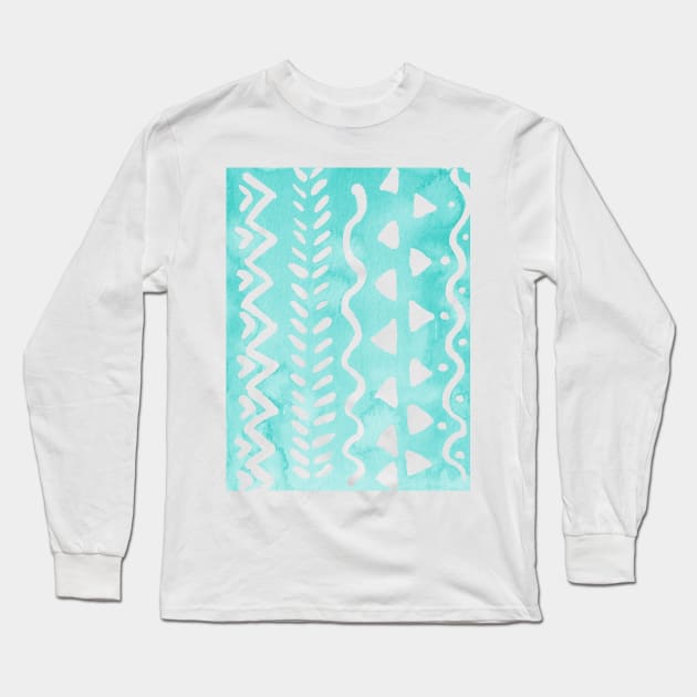 Loose boho chic pattern - aqua Long Sleeve T-Shirt by wackapacka